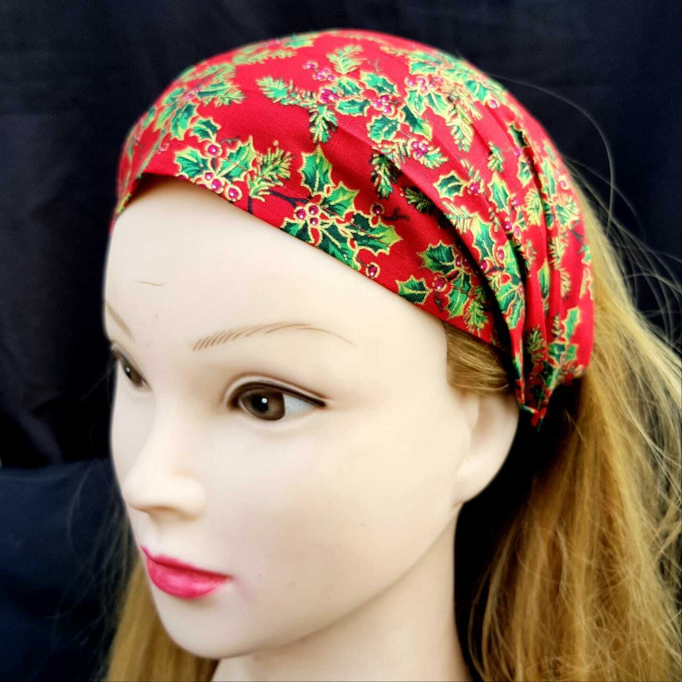 Festive Christmas Xmas Handmade Elasticated Hair Head band Bandana Chemo Wear