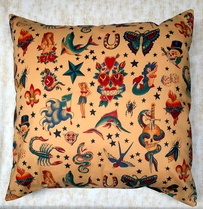 Tattoo Gothic Cushion Covers Fits 18 x 18  Raven Spider Zen Zombie Swallow