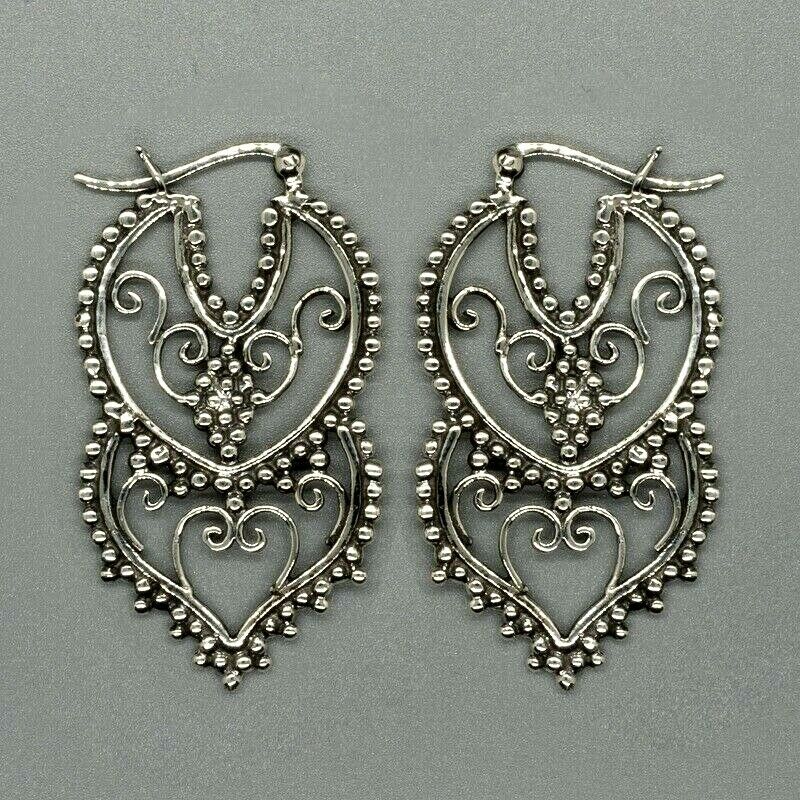 Creole Hoop Earrings - .925 Sterling Silver - Double Loop