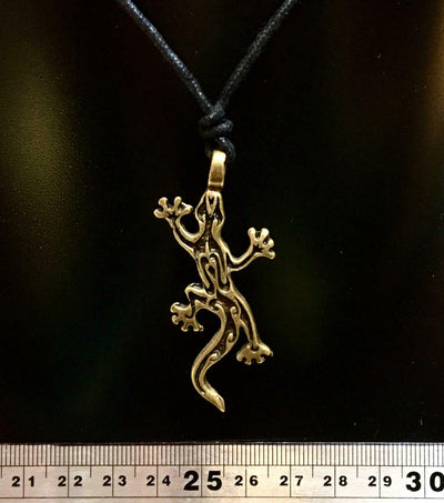 Gecko Lizard Reptile Bronze Pendant Surfer Celtic Pagan Biker adjustable cord