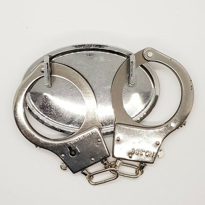 Handcuffs Removeable Belt Buckle Chrome Gothic Emo Biker Rock Punk police cops
