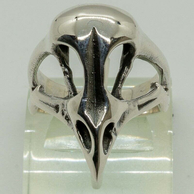 Odin's Raven Skull 925 silver Ring Biker Gothic Viking Norse Thor Crow Bird
