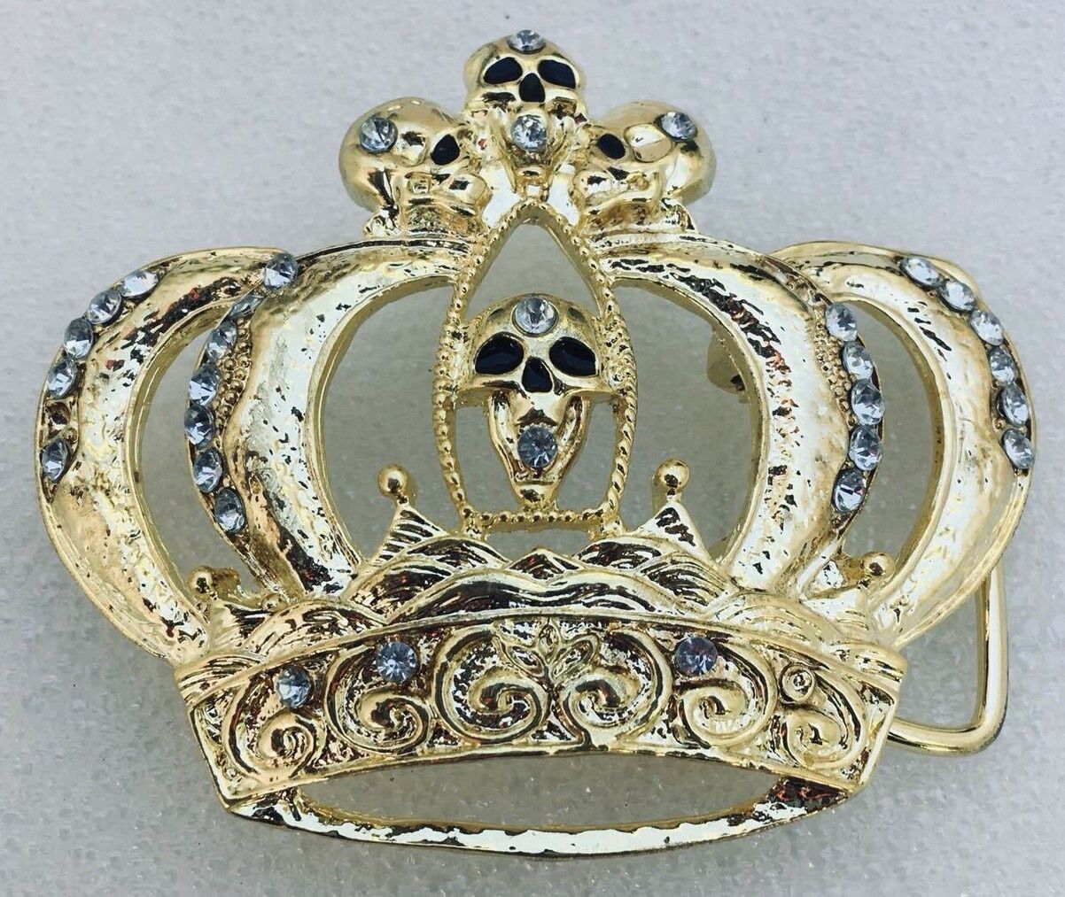 Golden Skull Crown Gilt Bling Belt Diamante Buckle Punk Rock Gothic