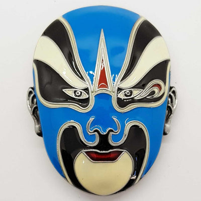 Kabuki Mask Colourful Belt Buckle Biker Metal Japanese Ninja Warrior Fighter