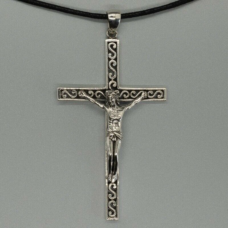 Jesus Cross Crucifix 925 silver pendant necklace religion christian god