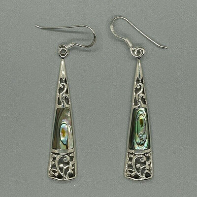 Paua Shell/abalone dropper earring 925 sterling silver hook celtic pagan gypsy