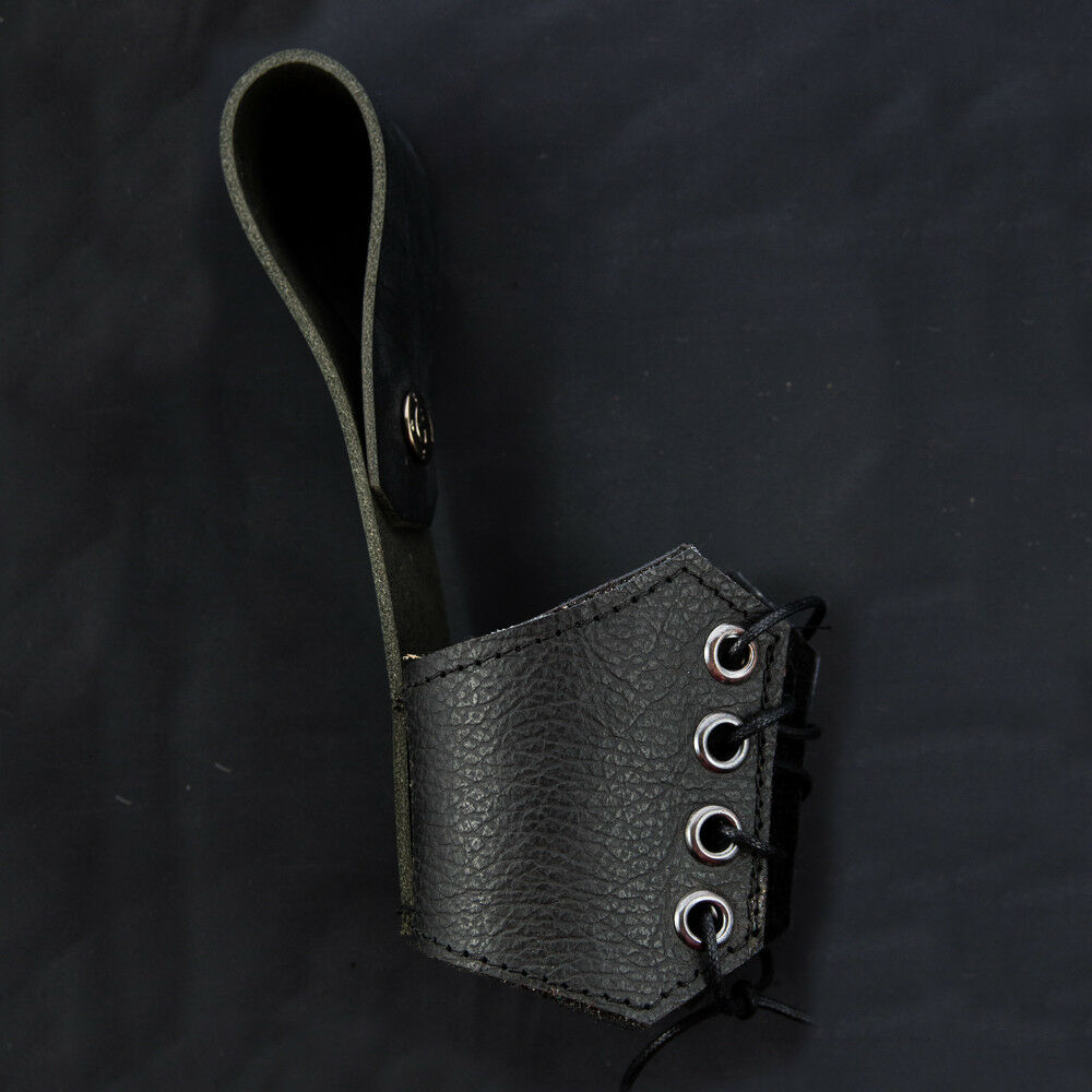 Plain Wide Black Leather Holster for a Buffalo Drinking Horn