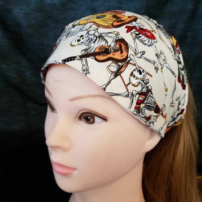 Day of the Dead Head Hair band Bandana Chemo Wear Biker Gothic skeleton musical