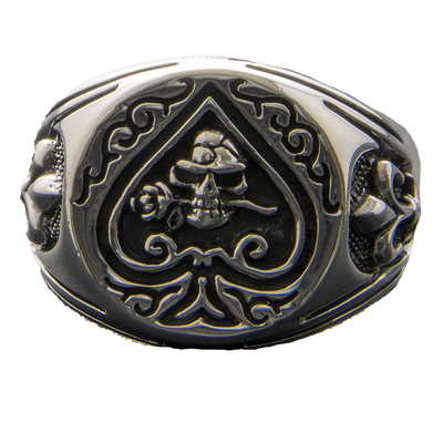 Skull Ace of Spades Ring .925 sterling silver Metal Biker Gothic Punk feeanddave