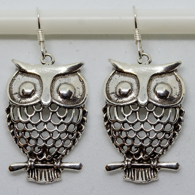 Owl Dropper Earrings 925 sterling silver
