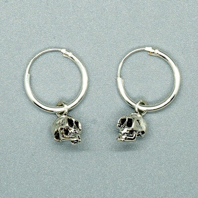 Skull Sleeper.925 sterling silver earrings ladies womens biker gothic punk