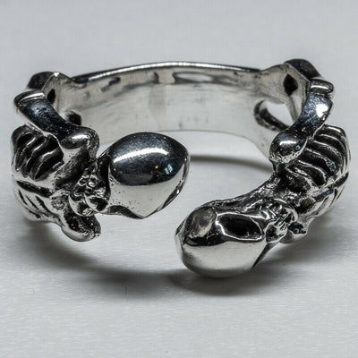 Skeleton Joined Twins 925 silver Ring Celtic Biker Gothic feeanddave