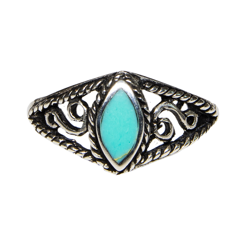 Turquoise Natural Gemstone Bling Ring 925 silver Sizes M-S feeanddave