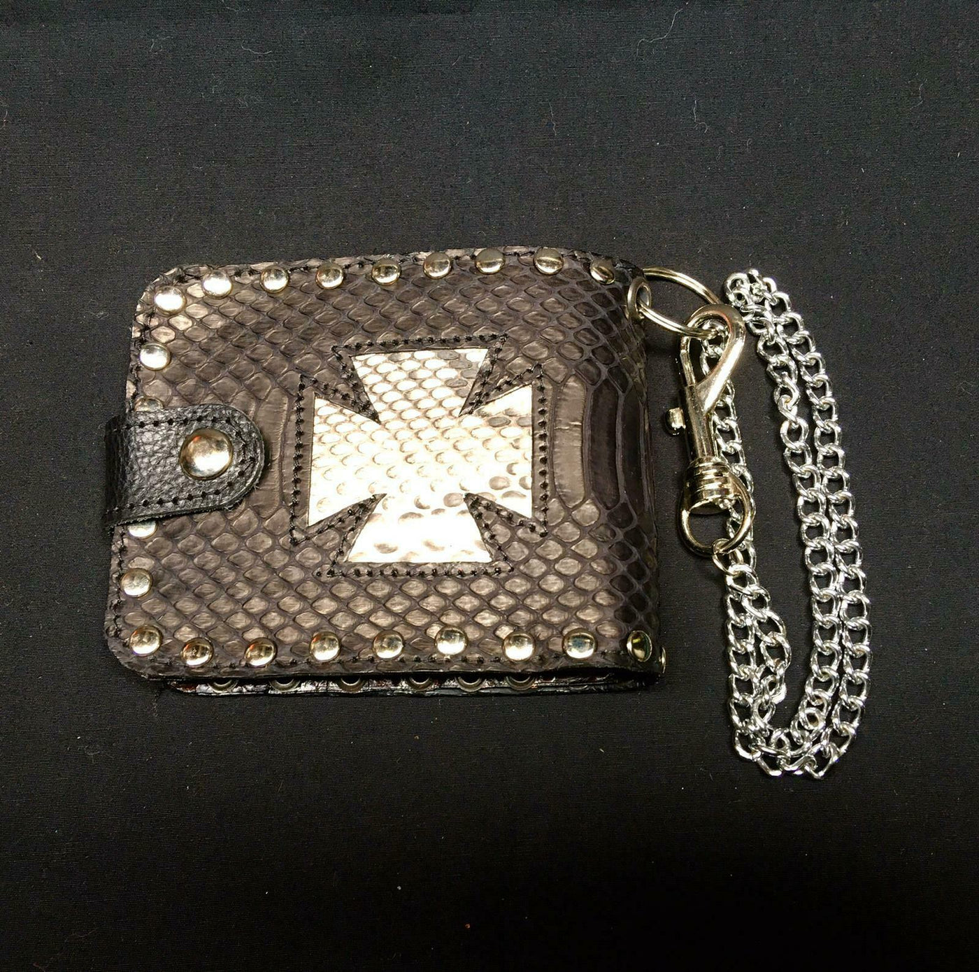 Iron Cross Genuine Python and Sea Snake Skin Leather Wallet