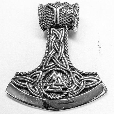 Viking Axe Head Pendant 925 silver Nordic Celtic Valknut  Pagan feeanddave
