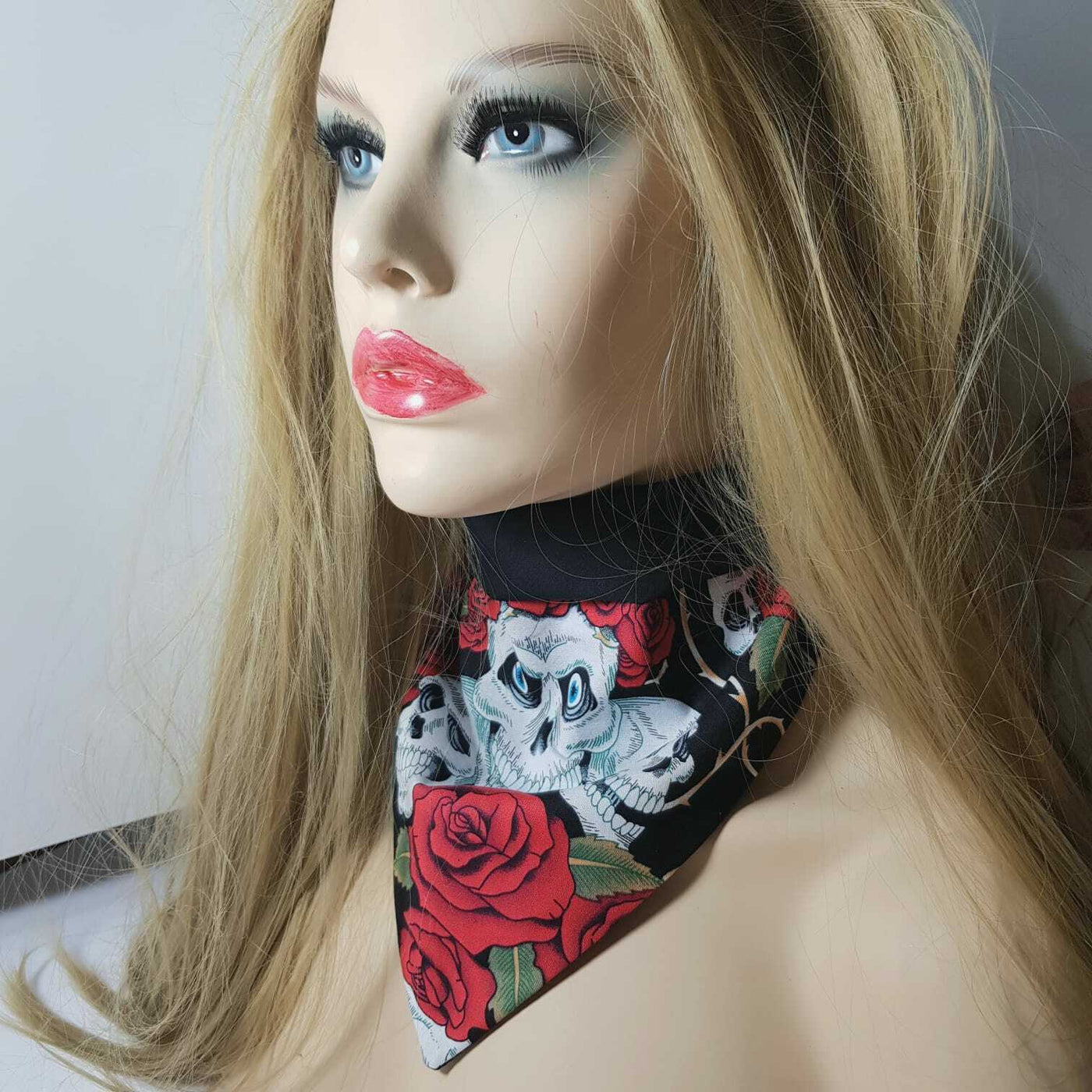 Red Royal Rose Neckerchief - Rose & Hubble - 100% Cotton Fabric