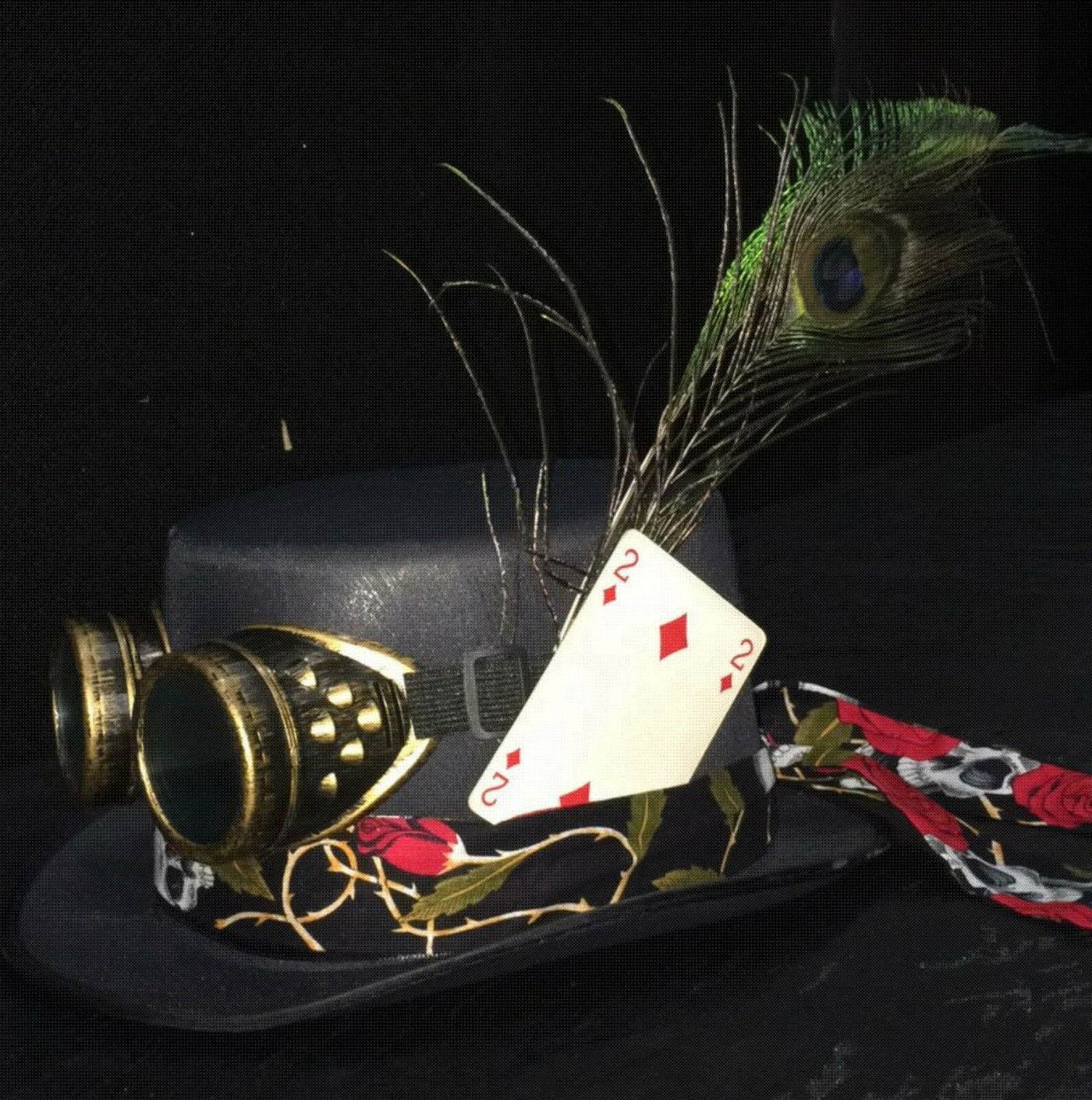 Steampunk Top Hat Goggles Feather Gothic Cyber Retro Cosplay
