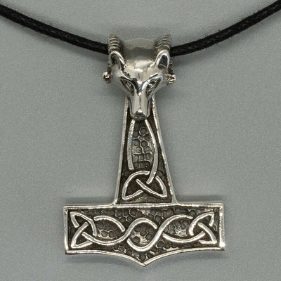 Thors Hammer Pendant 925 silver Nordic Celtic Knotwork Pagan Wolf Antelope