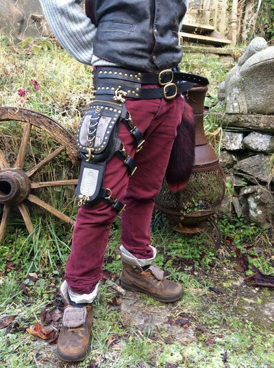 Leather Snakeskin Steampunk Leg Bag Hip Utility Pouch Belt holster cycling Biker