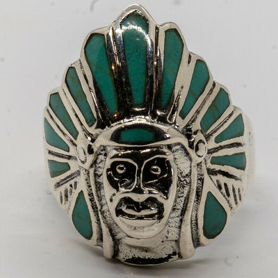 Turquoise Native American Red Indian Chief Exeter Chiefs 925 silver Ring S-Z1