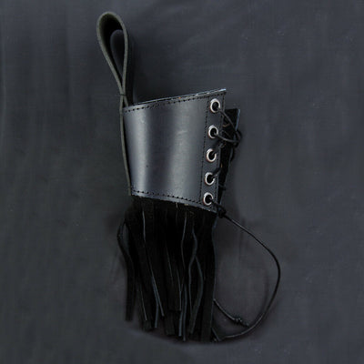 Black Tassel Leather Holster for a Buffalo Drinking Horn