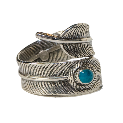 Native American Feather Turquoise Ring .925 silver Metal Biker Gothic feeanddave