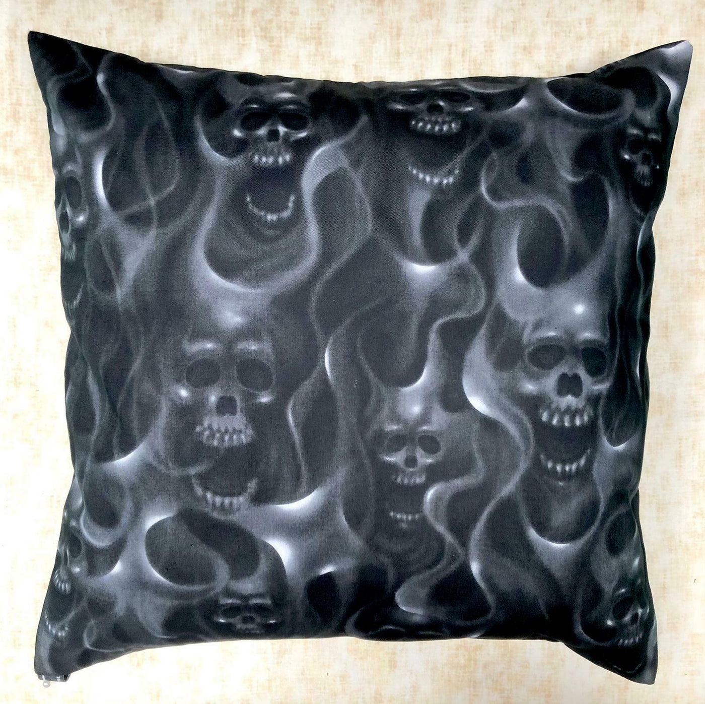 Flaming Skull Gothic Cushion Cover Decorative Case fits 18" x 18" Cotton