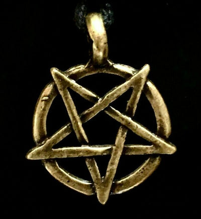 Pentagram Pentacle Star Bronze Pewter Pendant Celtic Pagan Biker adjustable cord