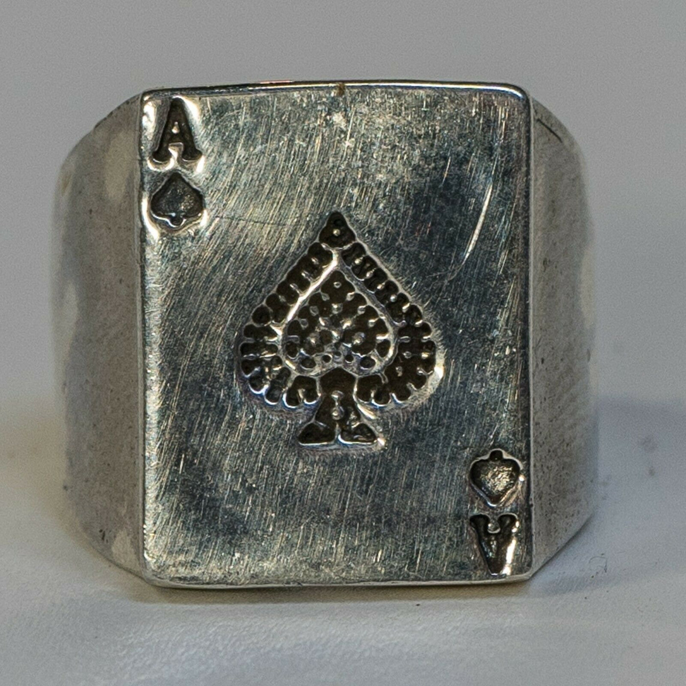 Ace of Spades Card Ring - plain - .925 sterling silver