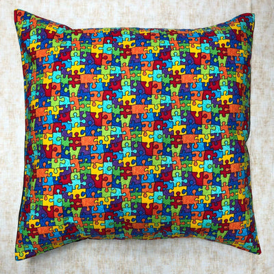 Rainbow Jigsaw Puzzle Piece Cushion Cover