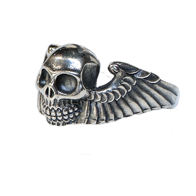 Skull Ring wings .925 sterling silver Biker Metal Gothic feeanddave