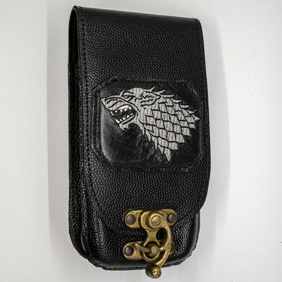 Leather Stark Wolf Mobile Cell Phone Pouch Belt Loop Holster Biker Larp Fanny