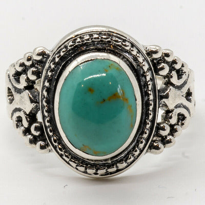 Turquoise Natural Organic Ring 925 silver Size M-R Ladies feeanddave