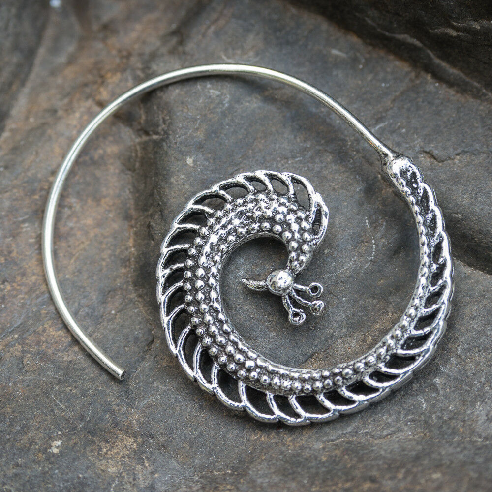 Spiral Earring 925 Silver Boho Gypsy Tribal Ethnic Festival Jewellery feeanddave