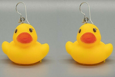 Rubber Ducky Fun Novelty Drop .925 sterling silver dropper earrings