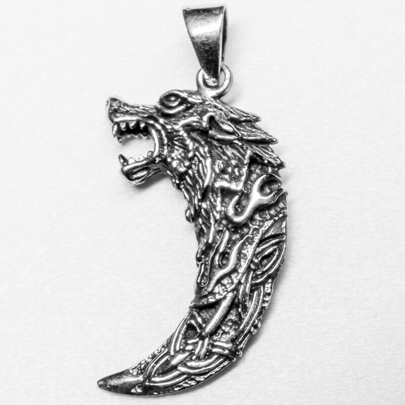 Viking Wolf Tooth Fang Pendant silver Norse Odin Thor Celtic Biker feeanddave