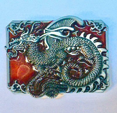 Chinese Dragon Belt Buckle - enameled
