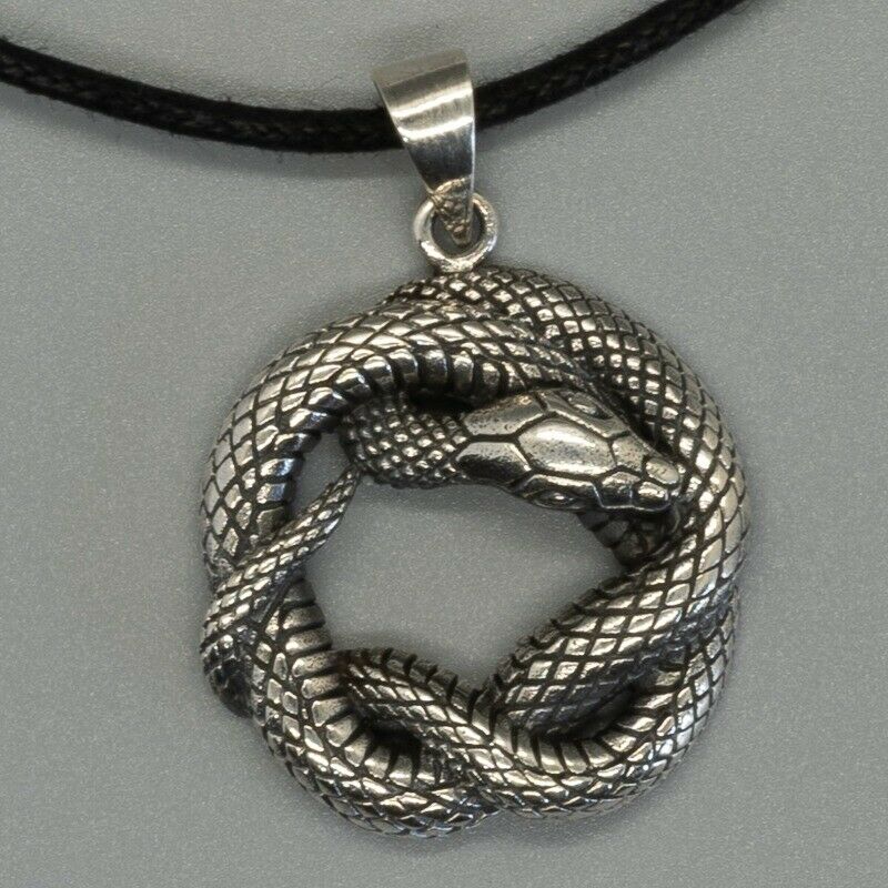 Entwined Snake 925 silver Pendant Pagan celtic viking nordic norse