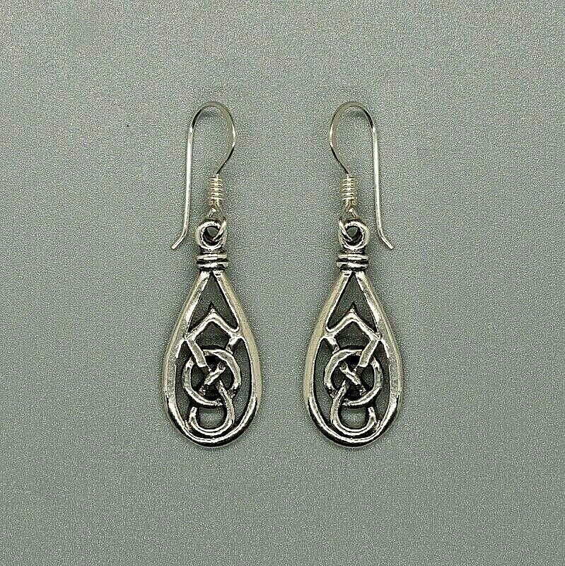 Celtic Knotwork tear drop earrings - .925 sterling silver