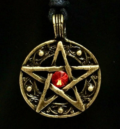 Pentagram Pentacle Star Bronze Pendant Pagan Celtic Biker adjustable cord