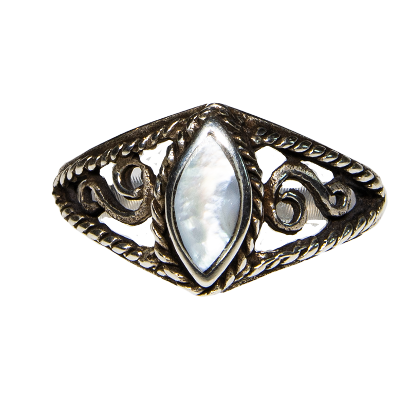 Mother of Pearl Natural Gemstone Bling Ring 925 silver Sizes M-S feeanddave