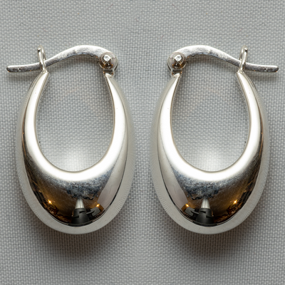 Chunky Hoop Dropper earrings - .925 sterling silver