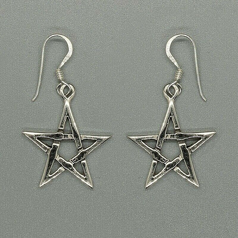 Pentagram earring 925 sterling silver hook celtic pagan symbol star occult