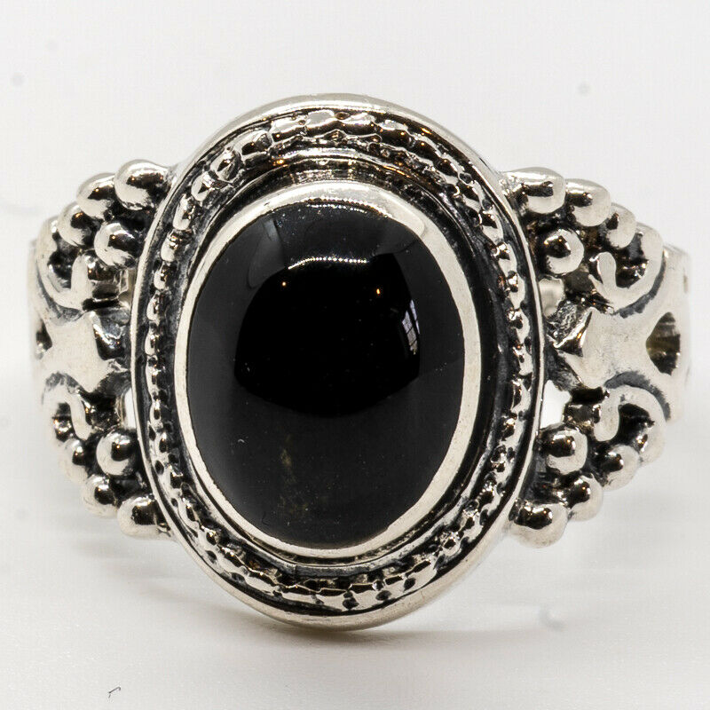 Onyx Natural Organic Ring 925 silver Size M-R Ladies feeanddave