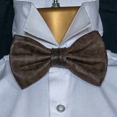 Brown Faux Leather Bowtie - 100% recycled Leather