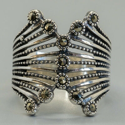 Marcasite Style Ring 925 sterling silver Celtic pretty ladies ring L-S