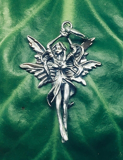 Fairy Pendant .925 sterling silver Gothic Pagan Tinkerbell Magical Charms Magic