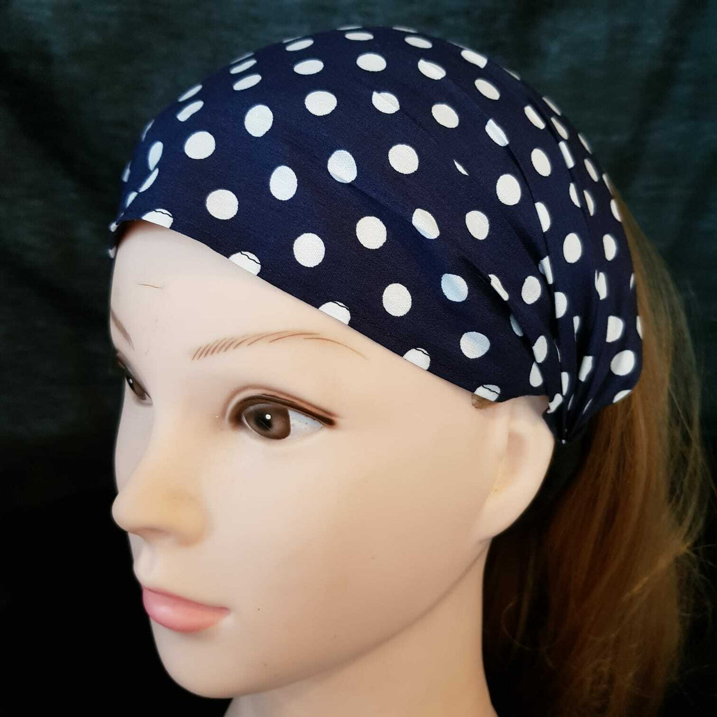 Polka Dot Wide Cotton Hair Head Band Biker Ladies Fashion Bandana Chemo Wear