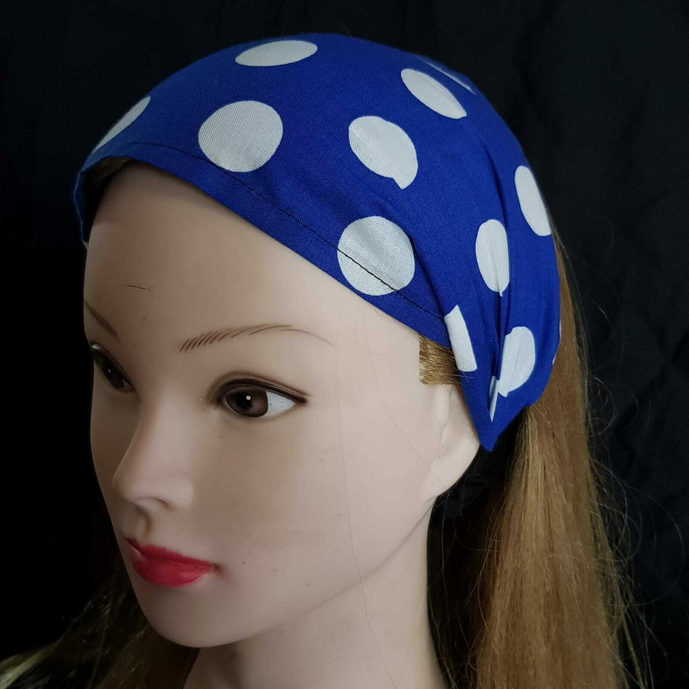 Polka Dot Wide Cotton Hair Head Band Biker Ladies Fashion Bandana Chemo Wear