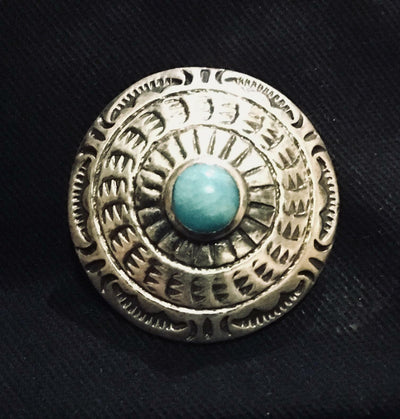 Silver & Turquoise Coral Concho - .925 Sterling Silver